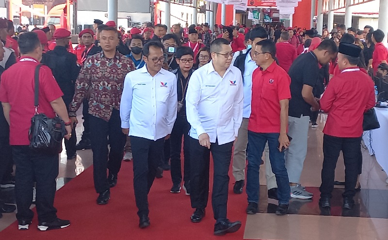 Ketua Umum Partai Perindo Hary Tanoesoedibjo Hadiri Rakernas PDIP di JIExpo