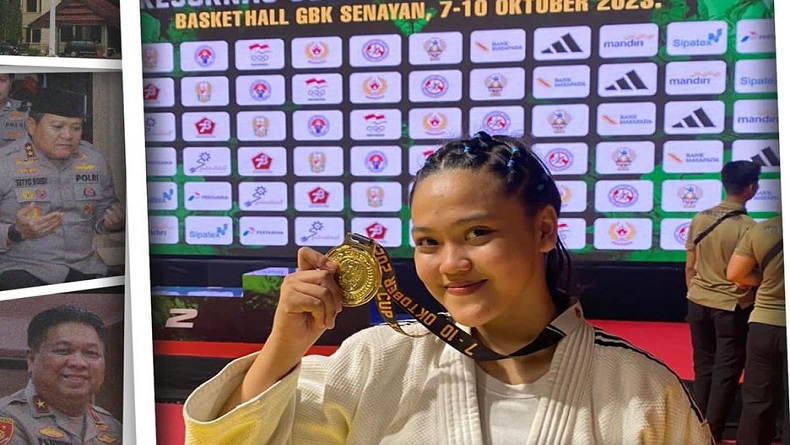 Keren, Polwan Cantik Brimob Polda Sulsel Juara 1 Ajang Judo Kejurnas KASAD Cup XIV 2023