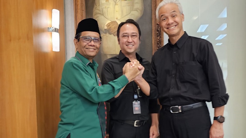 Momen Akrab Capres Perindo Ganjar Pranowo-Mahfud MD Foto Bareng Prananda Putra Megawati