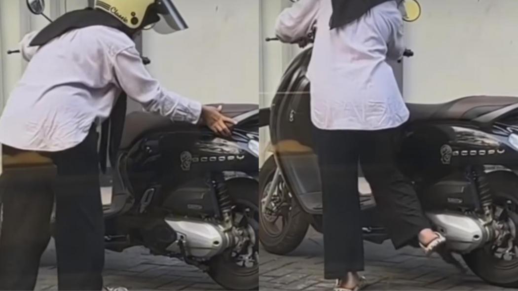 Viral Wanita Ini Kebingungan saat Menyalakan Motornya, Malah Bikin Ngakak