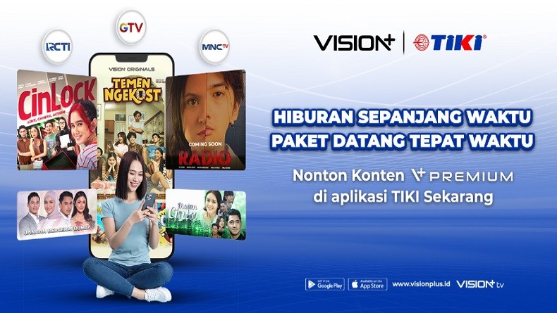 Kolaborasi Vision+ dan TIKI, Kirim Paket dan Streaming Hiburan dari Satu Aplikasi 