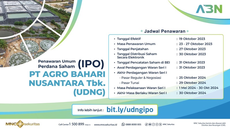 Mulai Penawaran Umum Hari Ini! Intip Harga Jual Saham PT Agro Bahari Nusantara Tbk (UDNG)