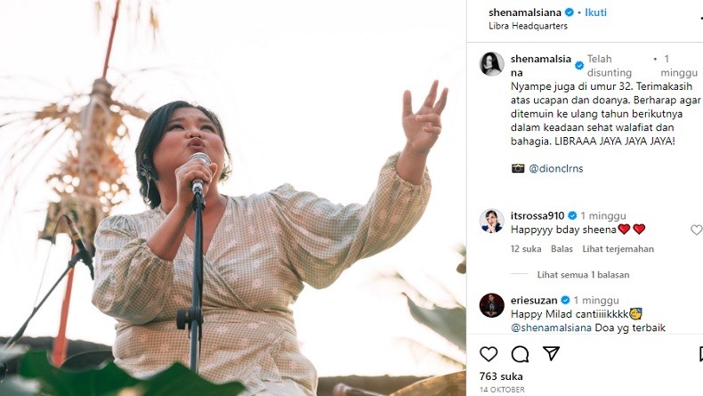 Ini Unggahan Terakhir Shena Malsiana sebelum Meninggal, Baru Rayakan Ulang Tahun 