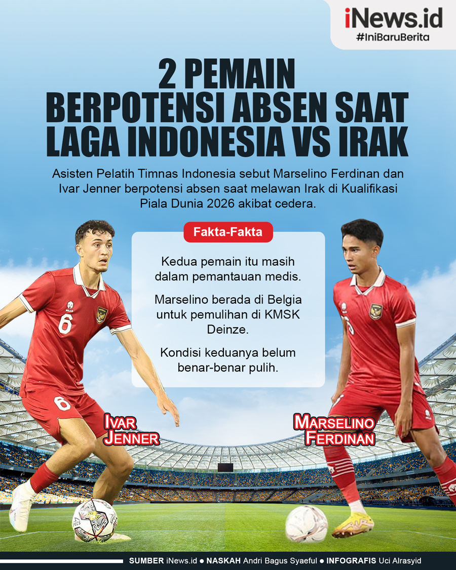 Infografis 2 Pemain Berpotensi Absen saat Laga Timnas Indonesia Vs Irak
