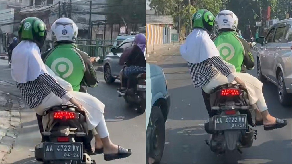 Viral Driver Ojol Bonceng Wanita dengan Cara Tak Biasa, Duduknya Salah Arah