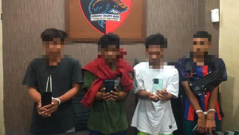 Curi Handphone dan Uang di Kapal, 4 Pemuda di Pangkalpinang Ditangkap Polisi