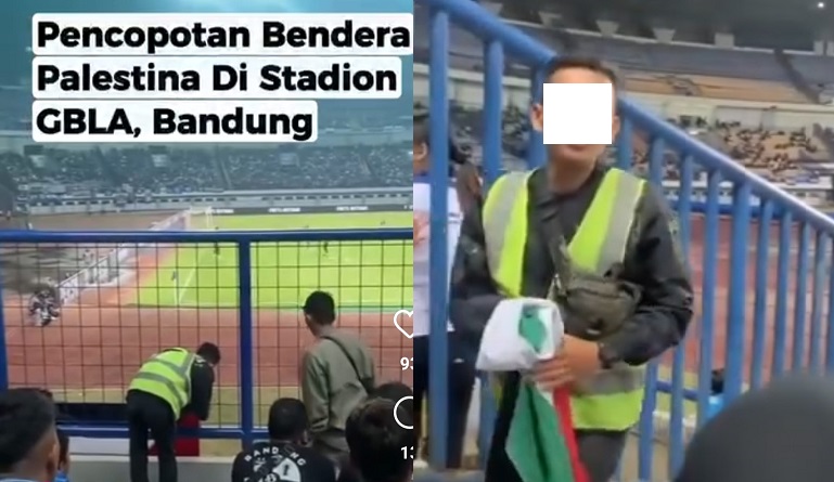 Viral Steward Copot Bendera Palestina di Stadion GBLA Bandung Dikecam Netizen