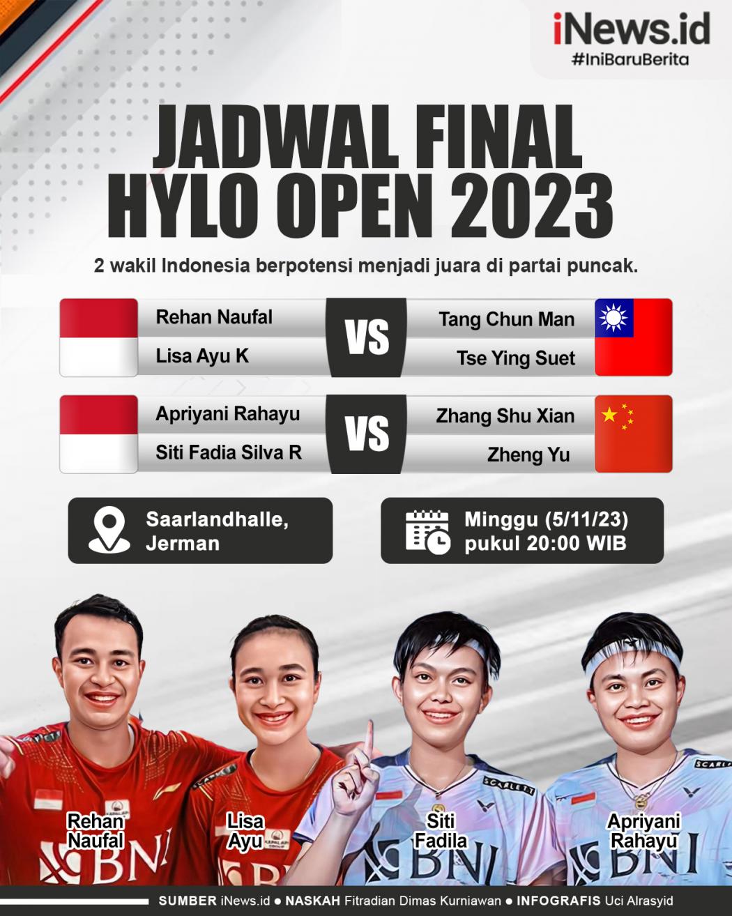 Infografis Jadwal Final Hylo Open 2023: 2 Wakil Indonesia Berpeluang Rebut Juara!