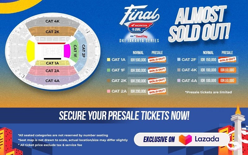 Presale Pertama Penjualan Tiket Final DBL Seri Jakarta di Indonesia Arena Nyaris Sold Out!