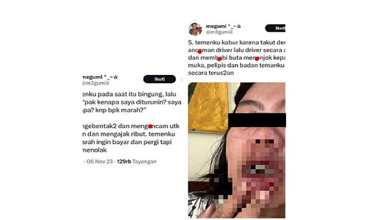 Viral Driver Ojol Aniaya Penumpang Perempuan di Bali, Bibir sampai Robek