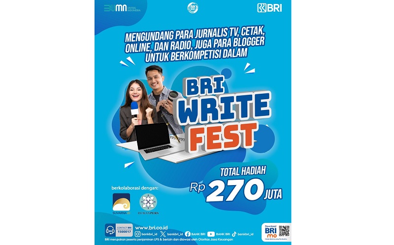 BRI Write Fest Digelar! Menangkan Hadiah Ratusan Juta hingga Beasiswa S2