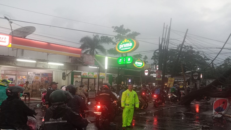 Pohon Tumbang Timpa 2 Mobil Sedang Melintas di Jalan Siliwangi Baleendah Bandung