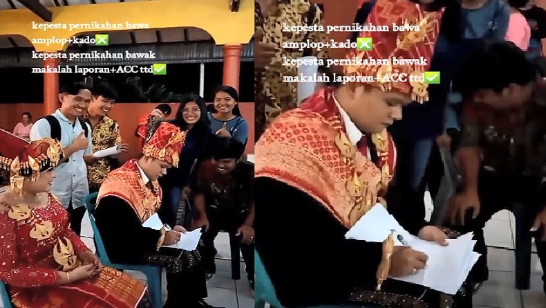 Viral Pernikahan Dosen Diserbu Mahasiswa Bawa Tugas Minta Tanda Tangan, Netizen: Trik Biar Enggak Dikoreksi