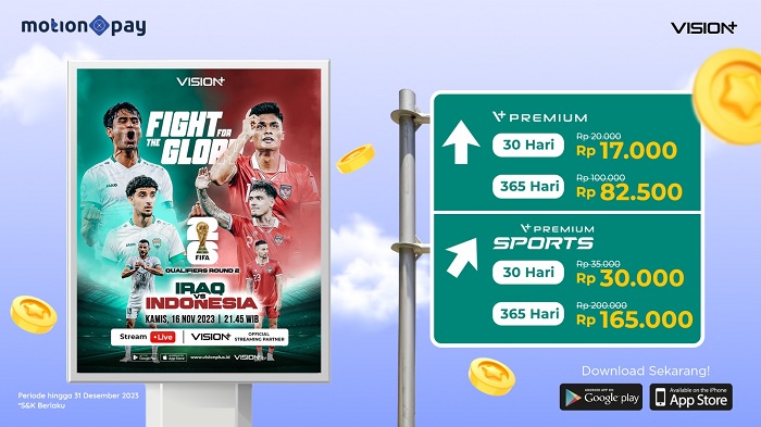 Jangan Lewatkan Kualifikasi Piala Dunia 2026 di Vision+, Langganan Mulai Rp17.000 di MotionPay!