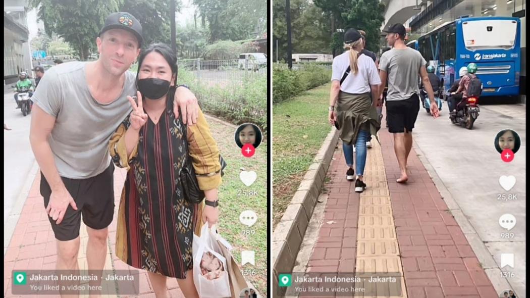 Viral Wanita Ini Diajak Foto Bareng Chris Martin di Jalanan, Netizen: Rezeki Gak Ketuker