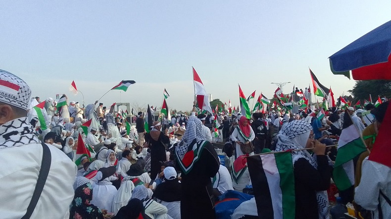 Aksi Bela Palestina di Kabupaten Bekasi, Massa Tumpah Ruah ke Jalan