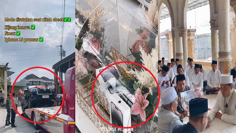 Viral Pengantin Pria Bawa Seserahan Mobil, Motor hingga iPhone 15, Netizen: Sultan