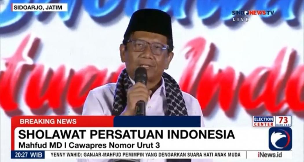 Cawapres Mahfud MD Ajak Ribuan Jemaah di Sidoarjo Jatim Selawat Burdah 
