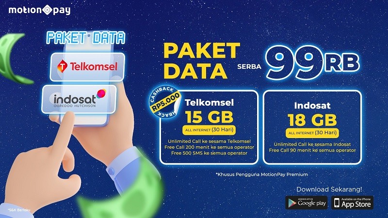Promo Kuota Internet Serba 99 Ribu Ditambah Cashback, Siap Serbu di Aplikasi MotionPay