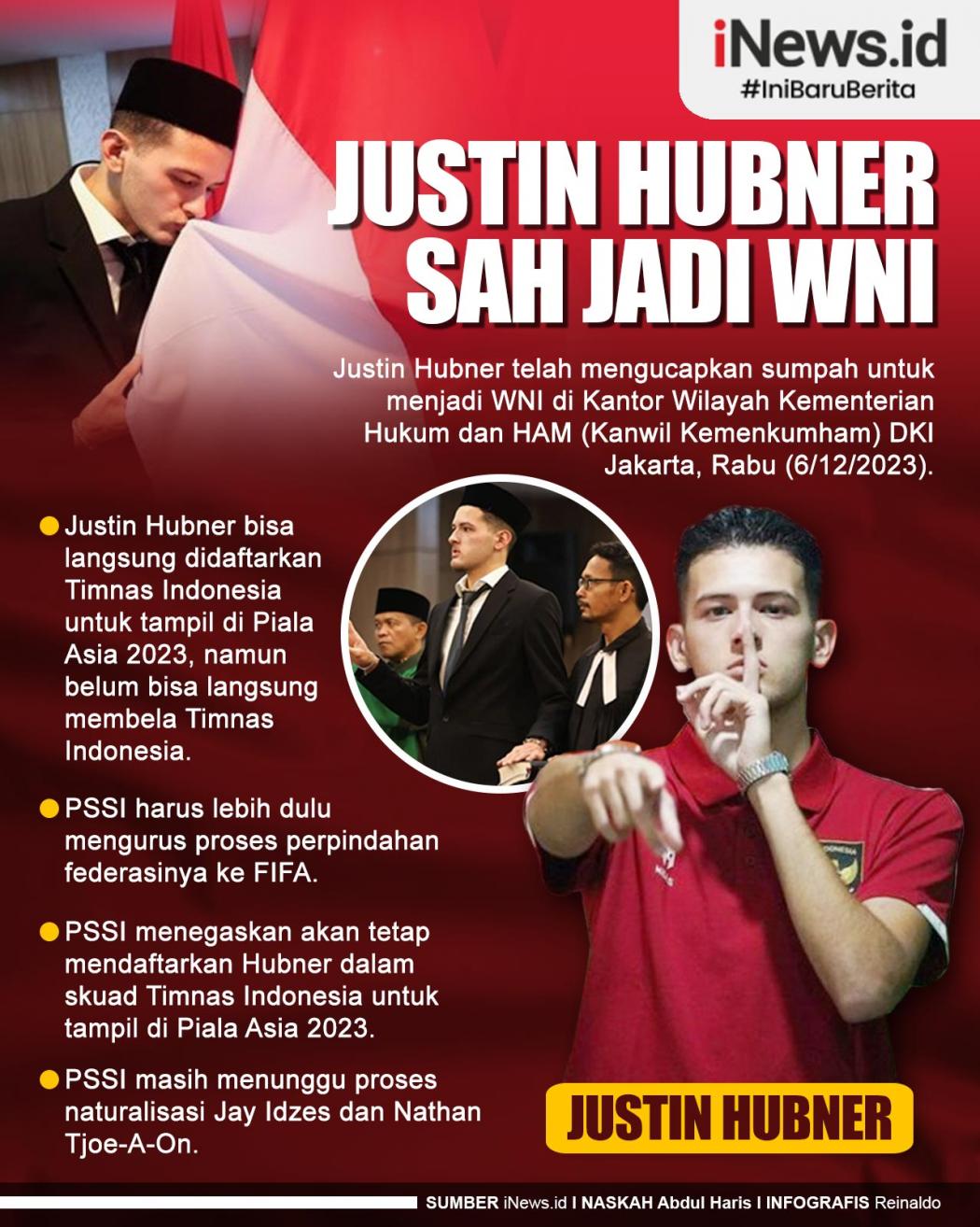 Infografis Justin Hubner Sah Jadi WNI