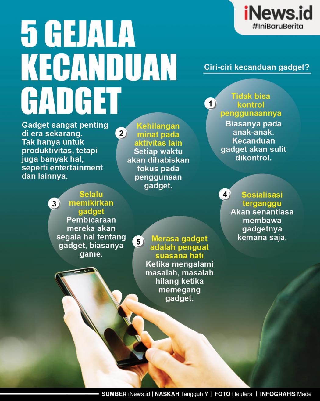 Infografis 5 Gejala Kecanduan Gadget