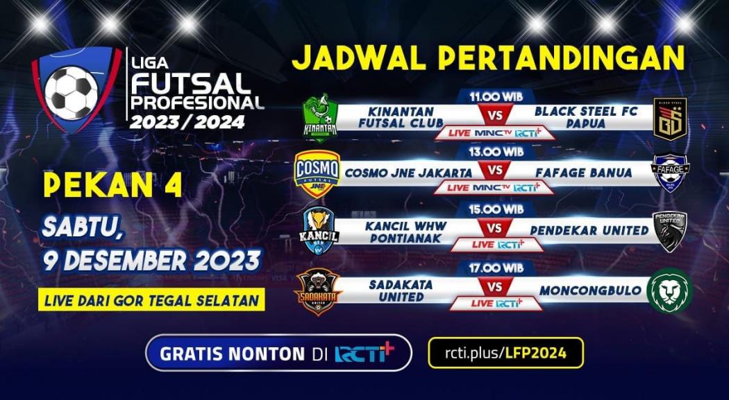 Link Live Streaming Liga Futsal Profesional 2024 Hari Ini: Ada Cosmo JNE Vs Fafage