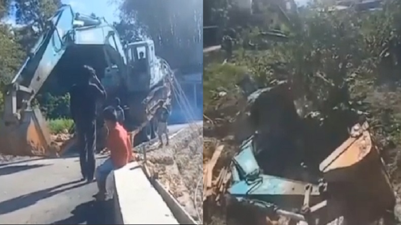 Ngeri, Kecelakaan Ekskavator Jatuh ke Jurang Sedalam 20 Meter di Enrekang