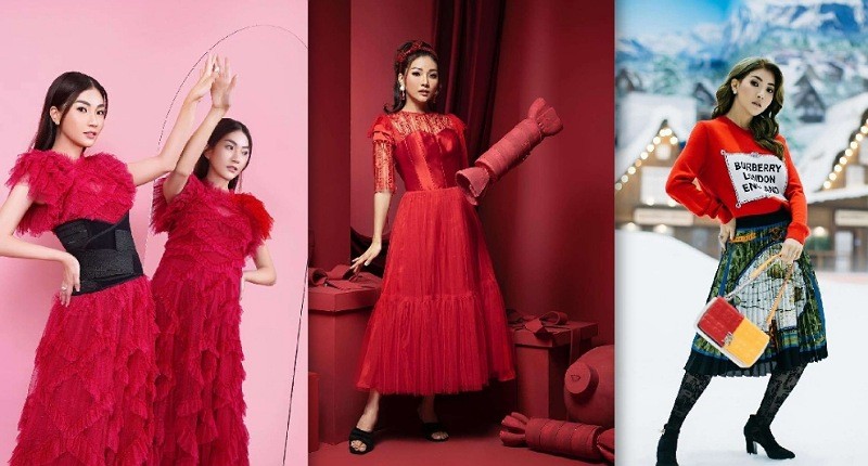 5 Ide Outfit Natal serba Merah ala Sarwendah, Glamor dan Anggun  