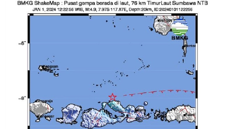 Gempa Terkini M4,9 Guncang Sumbawa NTB, Getaran Terasa hingga Bima