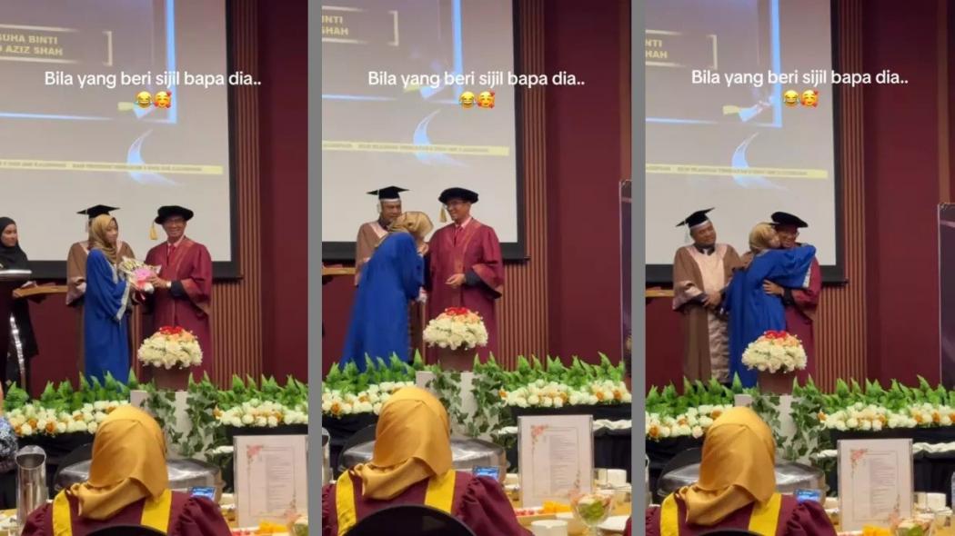 Viral Momen Wisudawati Diwisuda Ayah, Langsung Peluk di Atas Panggung