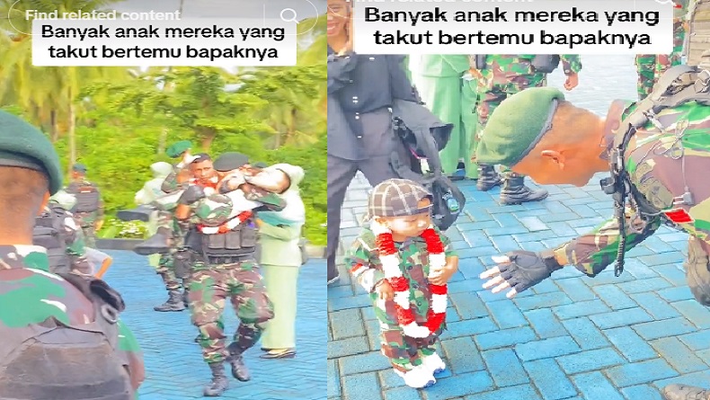 Momen Haru Anggota TNI Lama Tugas di Papua Kembali Pulang, Anak Nangis Tak Mau Digendong
