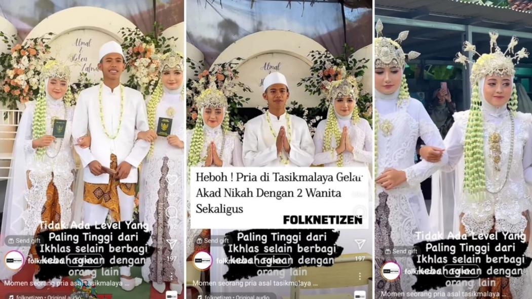 Viral Pria di Tasikmalaya Nikahi 2 Wanita Sekaligus, Netizen: Suaminya Full Senyum