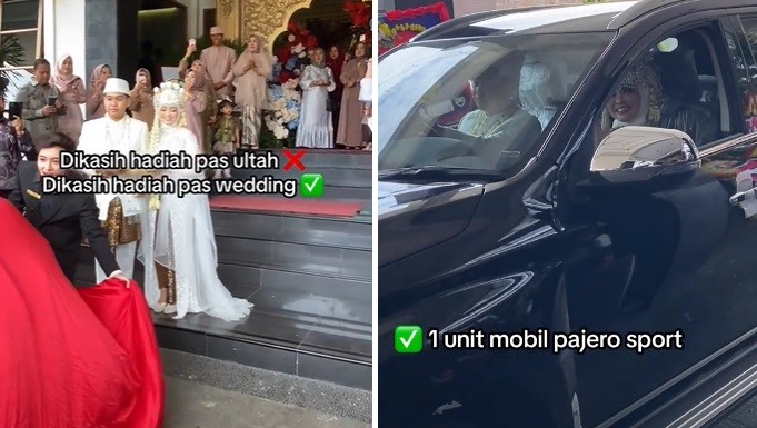 Viral Pengantin Perempuan Dikasih Kejutan Hadiah Mobil Pajero Sport, Netizen Meleleh: Semoga Nular