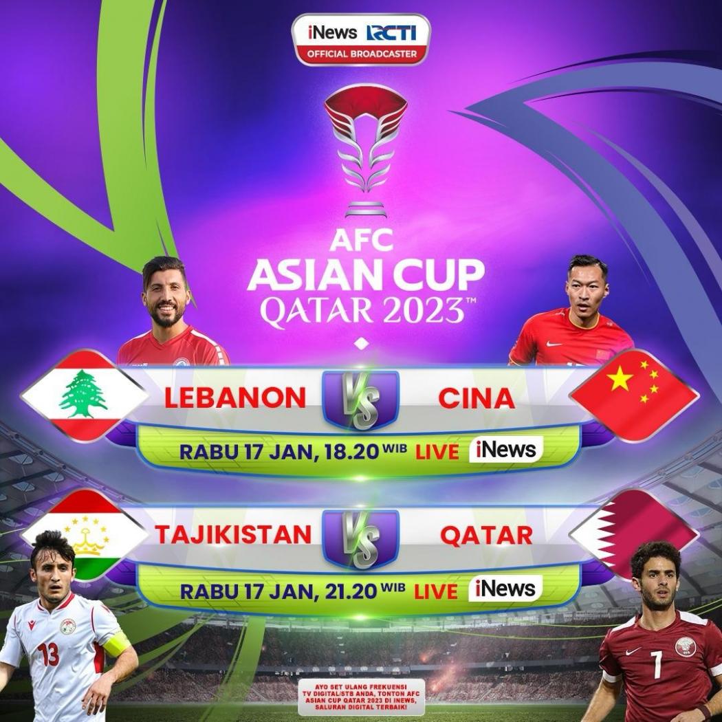 AFC Asian Cup 2023: Lebanon Vs China, Tajikistan Jumpa Qatar Malam Ini Live di iNews