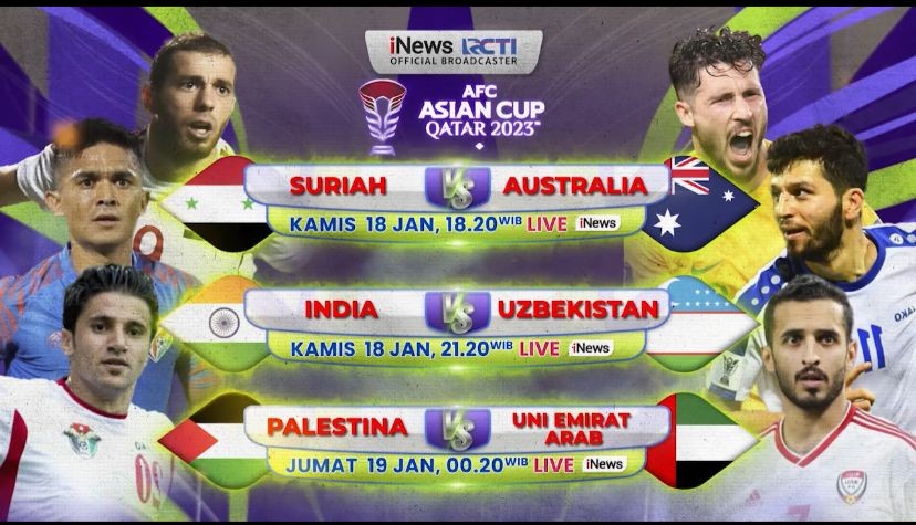 Piala Asia 2023: Australia Siap Bungkam Suriah, Uzbekistan Vs India Malam ini Live di iNews