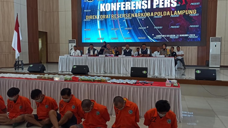 Polda Lampung Kembali Tangkap 8 Orang Sindikat Narkoba Fredy Pratama