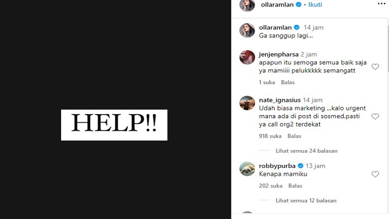 Olla Ramlan Serukan Minta Tolong di Medsos, Netizen: Kenapa Jadi Khawatir!