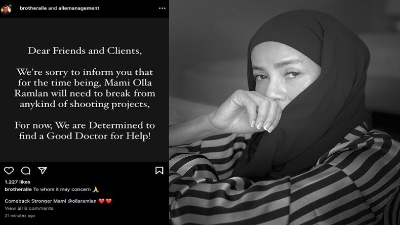 Olla Ramlan Serukan Minta Tolong di Medsos, Manajemen Ungkap Kondisinya
