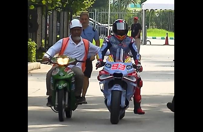 Viral Motor Marc Marquez Didorong Motor Bebek pada Tes Pramusim MotoGP 2024, Netizen: Ducati Di-step Honda Supra Fit