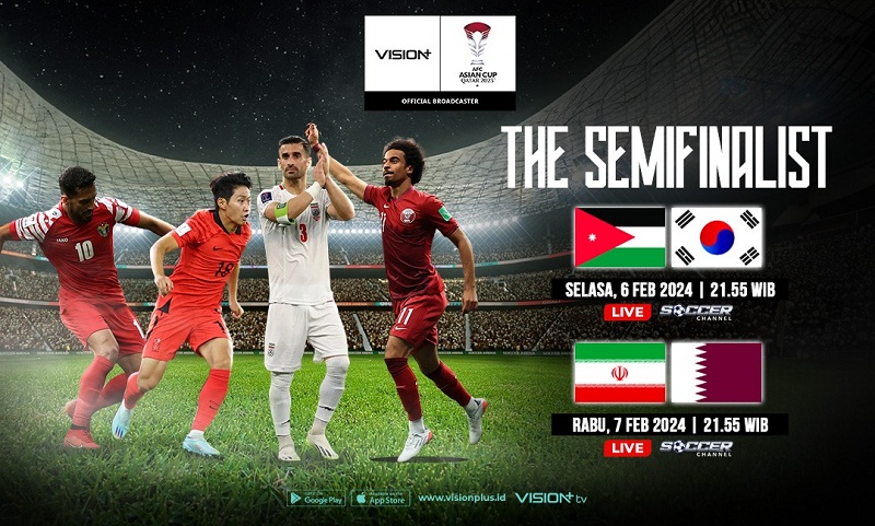 Saksikan Semifinal Piala Asia 2023 di Vision+: Yordania Vs Korsel, Qatar Jumpa Iran