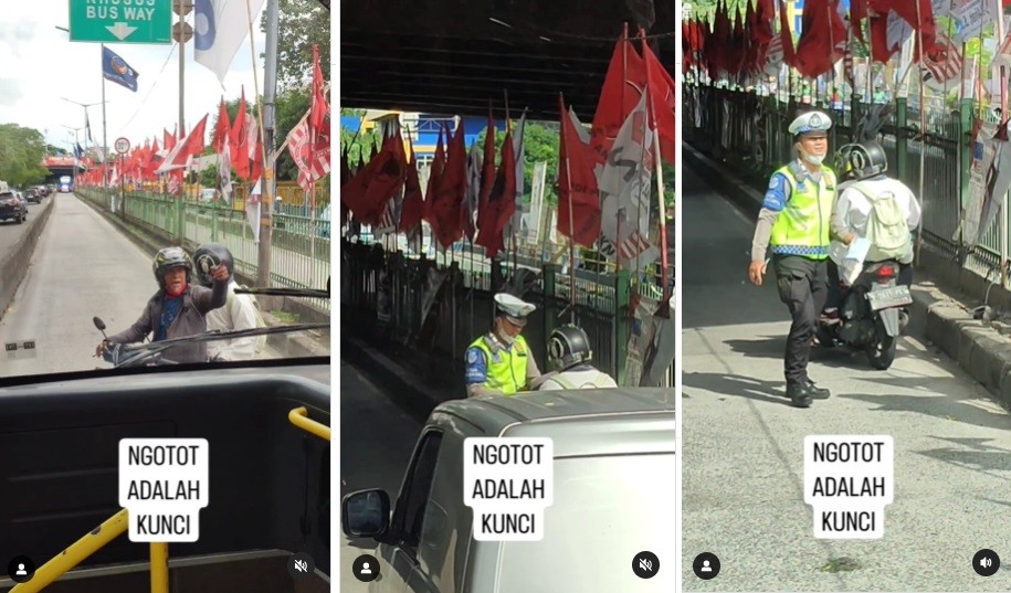 Panik Lihat Polisi, Viral Pengendara Motor Terobos Jalur Busway Marah-Marah Minta Bus Minggir