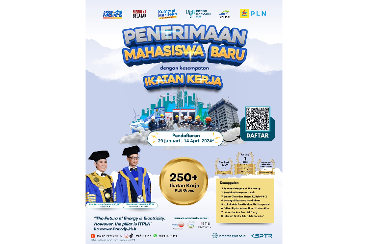 Institut Teknologi PLN Buka Pendaftaran Mahasiswa Baru, Ada 250 Kuota Program Ikatan Kerja