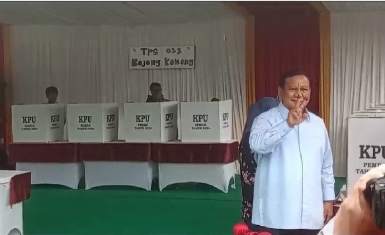 Prabowo Nyoblos di TPS Bojong Koneng Bogor: Saya Telah Laksanakan Kewajiban