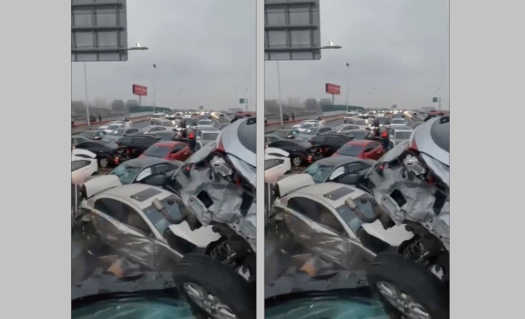 Lebih dari 100 Mobil Bertabrakan di Jalan Tol Tertutup Es di China
