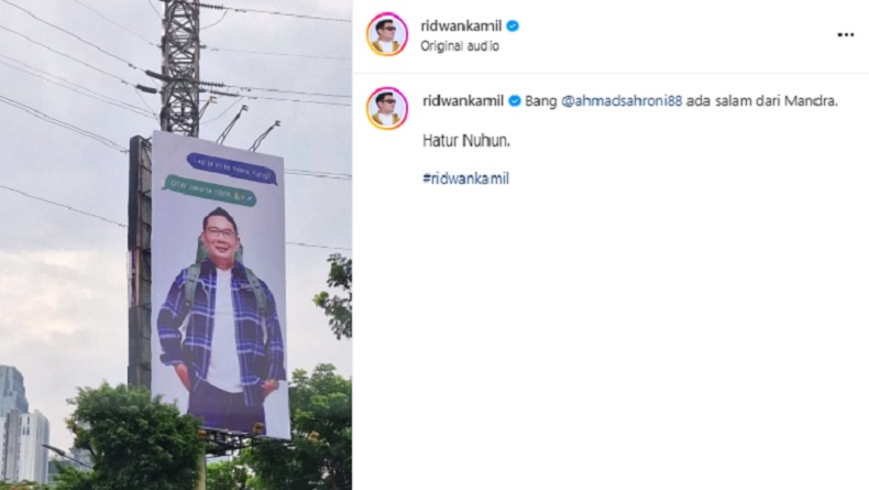 Heboh Billboard Ridwan Kamil Bertuliskan OTW Jakarta, Netizen: Gak Kebagian Jatah Menteri Kang?