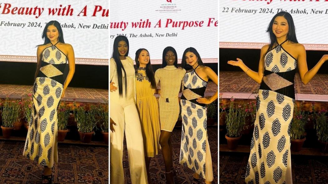 5 Potret Audrey Vanessa Tampil di Presentasi Miss World 2024, Cantik Pakai Gaun Tenun Livette