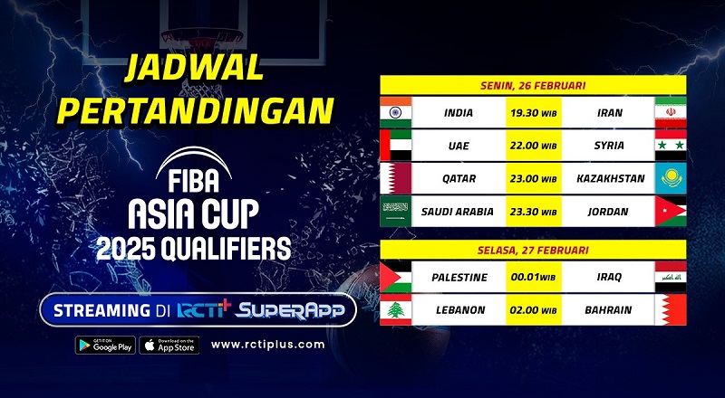 Link Live Streaming Kualifikasi FIBA Asia Cup 2025 Malam Ini di RCTI+: India Vs Iran