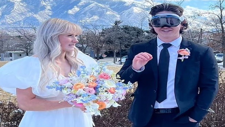 Pria Ini Pakai Apple Vision Pro di Hari Pernikahan, Pasangan Tampak Tak Senang dalam Foto