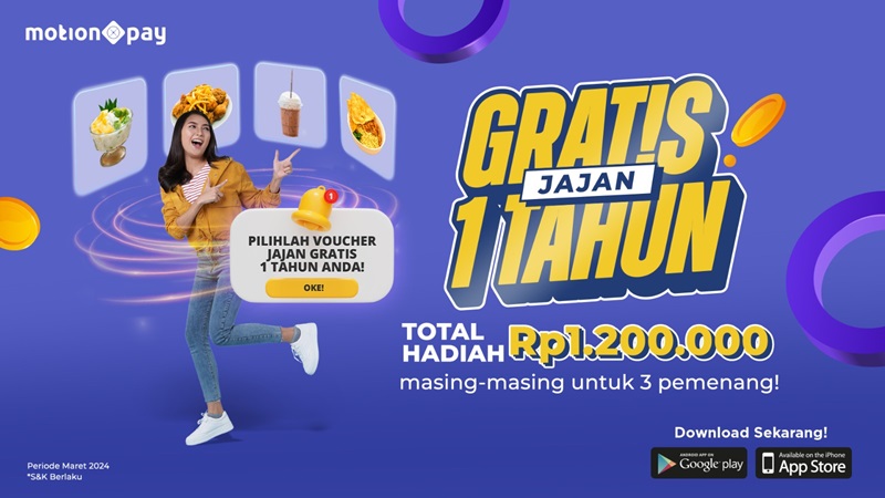 Yuk Merapat! MotionPay Traktir Voucher Gratis Jajan selama 1 Tahun, Total Rp1,2 Juta