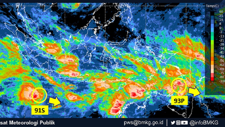 BMKG Deteksi 2 Bibit Siklon Tropis, Waspada Hujan Lebat dan Gelombang Tinggi